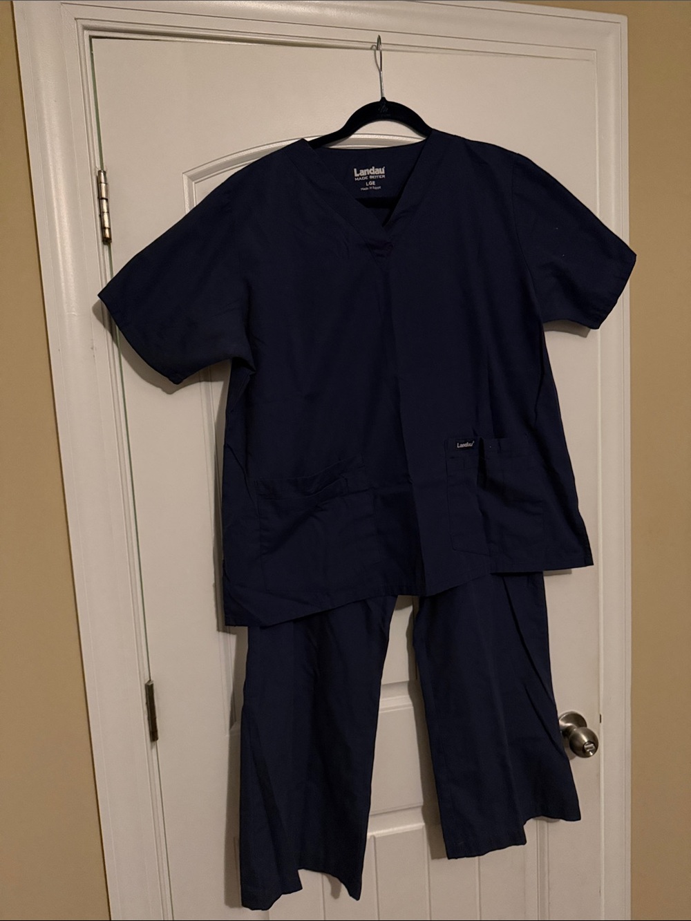 Landau Dark Navy Medical Scrub Set - Top and Pants L